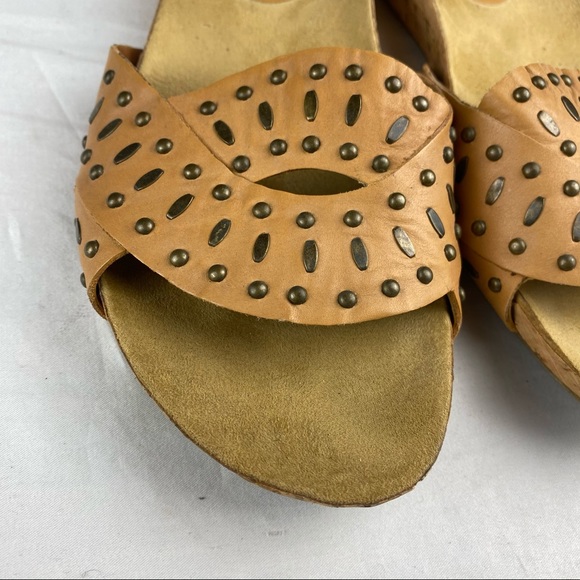 NINE WEST SENSO Carmel Leather Studded Slides - Picture 3 of 10